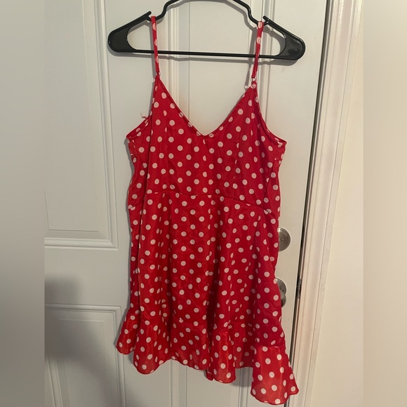 Dresses & Skirts - Red and white polka dotted short dress